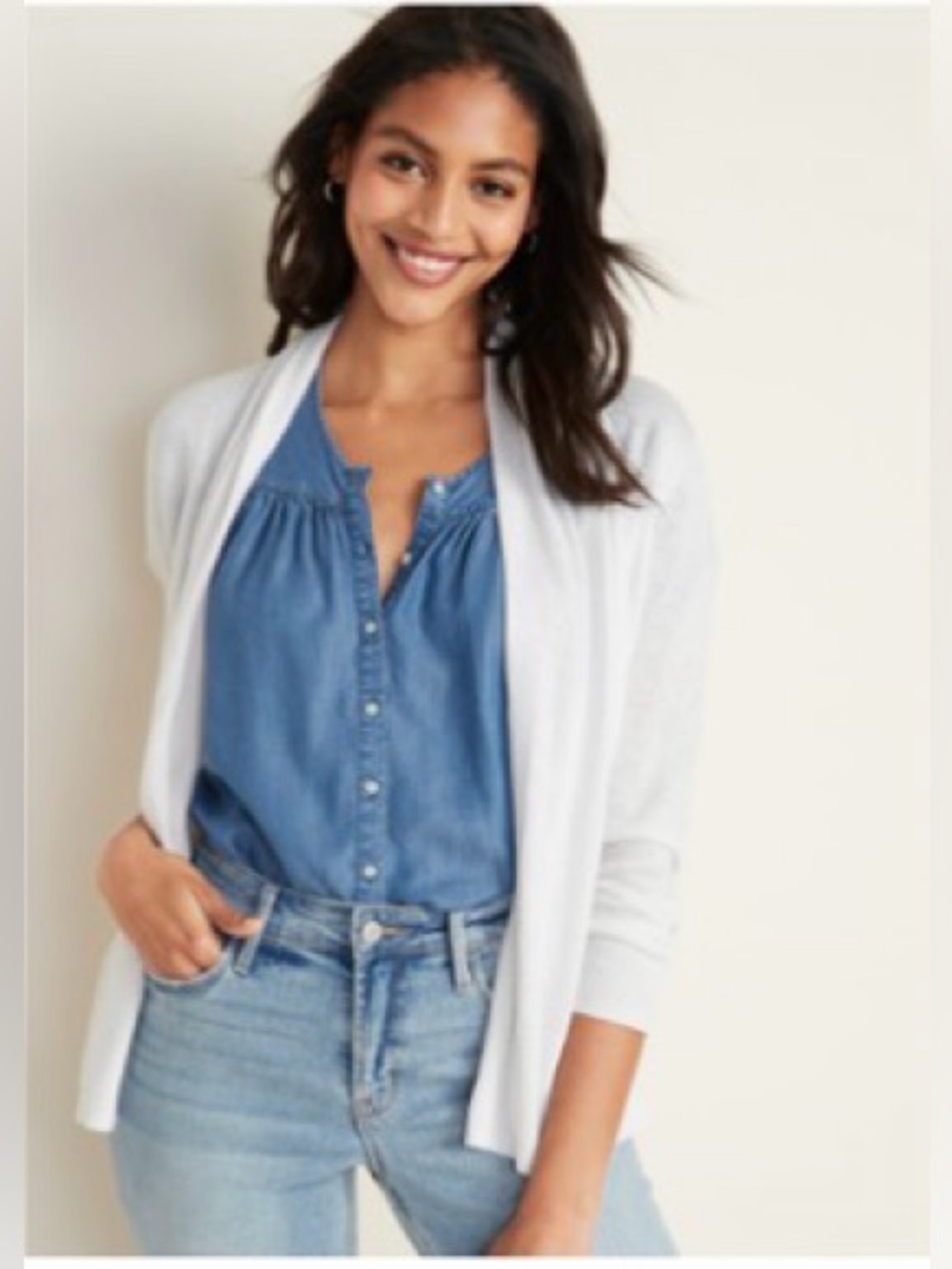 Short Shawl-Collar Open-Front Sweater for Women